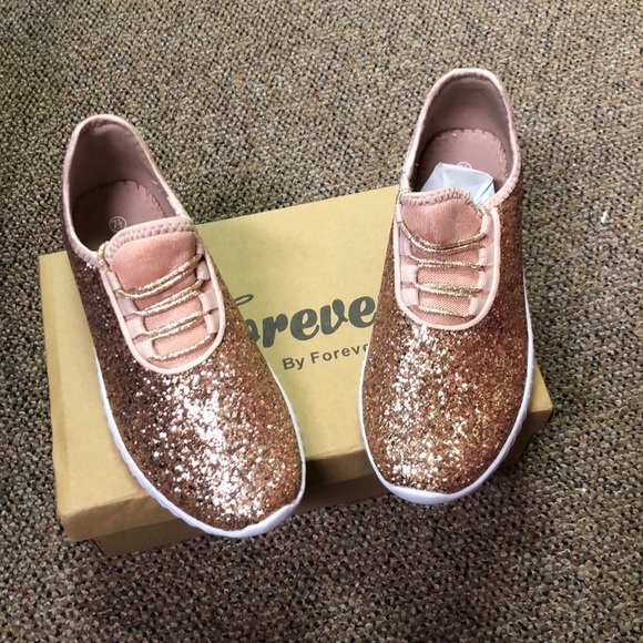 rose gold glitter tennis shoes